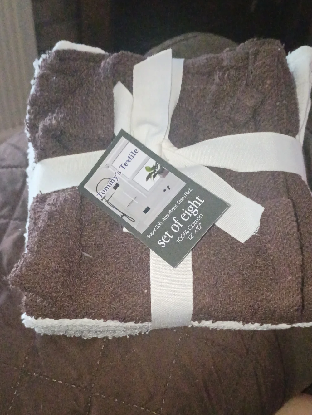 Tommy's Textile Brown, White, Gray Towel Set - Set of Eight
